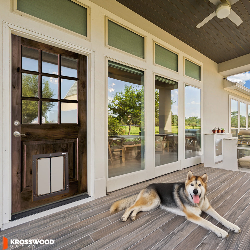 Exterior doors with large dog door built in best sale