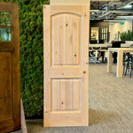 Rustic Arch Top V-Groove Knotty Alder Wood Interior Door