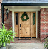 Rustic Knotty Alder Arch Top V-Groove Exterior Door