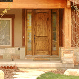 Rustic Knotty Alder 2 Panel Arch Top Exterior Door