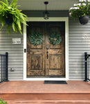 Rustic Knotty Alder Arch Top Exterior Double Door