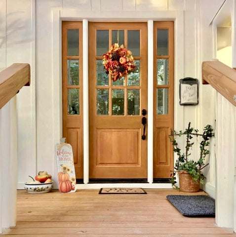 Modern Farmhouse 9 Lite Glass Window Wood Front Door