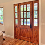 Modern Farmhouse Knotty Alder 9 Lite Clear Glass Exterior Door