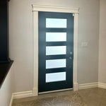 ASCEND Modern 5 Lite Frosted Glass Wood-Like Fiberglass Front Door