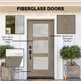 ASCEND Modern Fiberglass Satin Privacy Glass Double Door