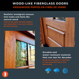 UINTAH 6 Lite Glass Window Wood-Texture Fiberglass Front Door