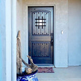 Mediterranean Arch Top Knotty Alder Wood Front Door