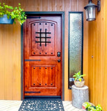 Mediterranean Arch Top Knotty Alder Wood Front Door