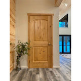 Rustic Knotty Alder Arch Top V-Groove Interior Door