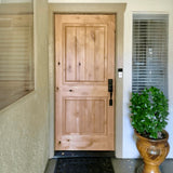 Rustic Knotty Alder Square Top V-Groove Exterior Door