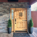 Mediterranean Knotty Alder Square Top Speakeasy Exterior Door