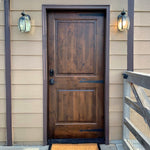 Rustic Knotty Alder Square Top V-Groove Exterior Door