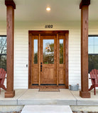 Modern Farmhouse Knotty Alder Half Lite Clear Glass Exterior Door