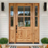 Modern Farmhouse Knotty Alder 4 Lite Glass Exterior Dutch Door