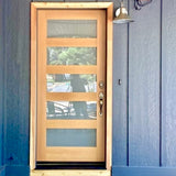 Modern 5 Lite Frosted Glass Hemlock Wood Front Door