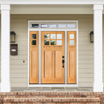 Craftsman 6 Lite Glass Wood Front Door with Dentil Shelf