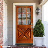 Porte extérieure en verre transparent à panneau en X Farmhouse Douglas Fir