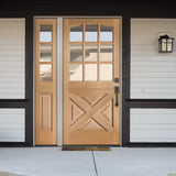 Porte extérieure en verre transparent à panneau en X Farmhouse Douglas Fir