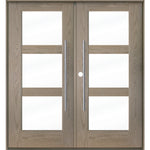 BRIGHTON Faux Pivot Modern Glass Fiberglass Front Double Door