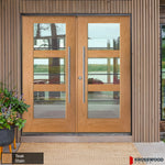 BRIGHTON Faux Pivot Modern Glass Fiberglass Front Double Door