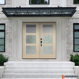 BRIGHTON Modern Fiberglass 3 Lite Frosted Glass Double Door