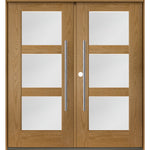 BRIGHTON Faux Pivot Modern Frosted Glass Front Fiberglass Double Door