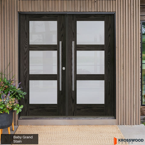 BRIGHTON Faux Pivot Modern Frosted Glass Front Fiberglass Double Door