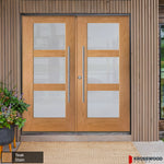 BRIGHTON Faux Pivot Modern Frosted Glass Front Fiberglass Double Door