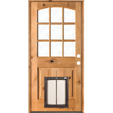 Arch Top Glass Window Knotty Alder Wood Dog Door