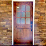 Modern Farmhouse Knotty Alder Clear Glass Arch Top Exterior Door