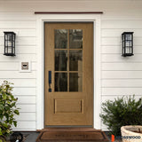 UINTAH 6 Lite Glass Window Wood-Texture Fiberglass Front Door