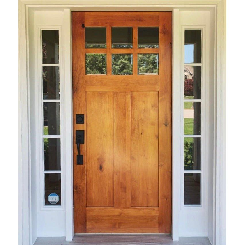 American Craftsman 6 Lite Clear Glass Exterior Wood Door | Krosswood