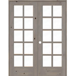 French Knotty Alder 10 Lite Clear Glass Interior Double Doors - Krosswood