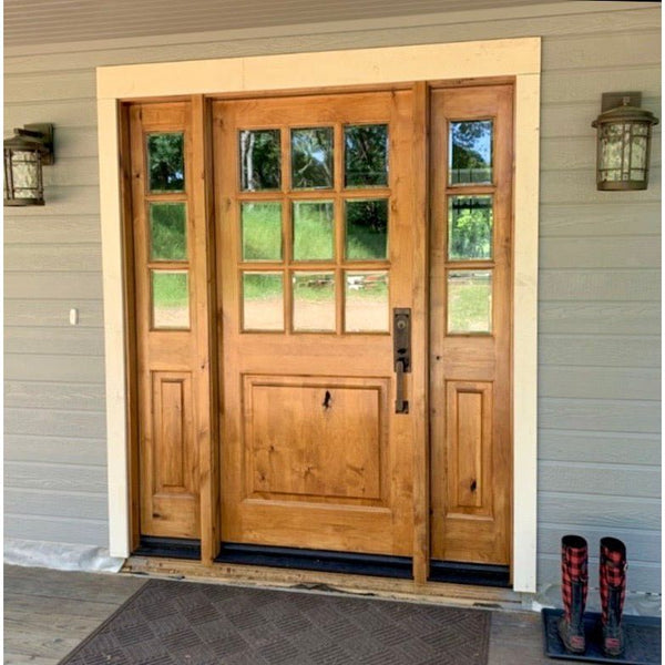 Rustic Knotty Alder 9-Lite Glass Exterior Solid Wood Door | Krosswood