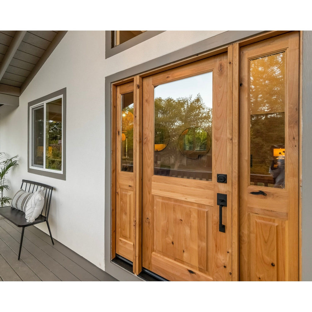Modern Farmhouse Knotty Alder Clear Glass Wood Front Door