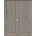 Rustic Farmhouse Knotty Alder Square Top Interior Double Door - Krosswood